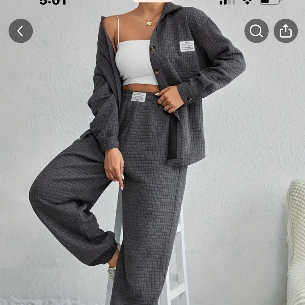 Waffle Solid two piece set;Medium